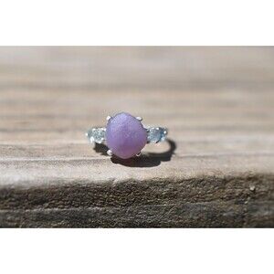 Engagement ring Grape agate and Montana sapphire  sterling silver size 3 4 5 6 7